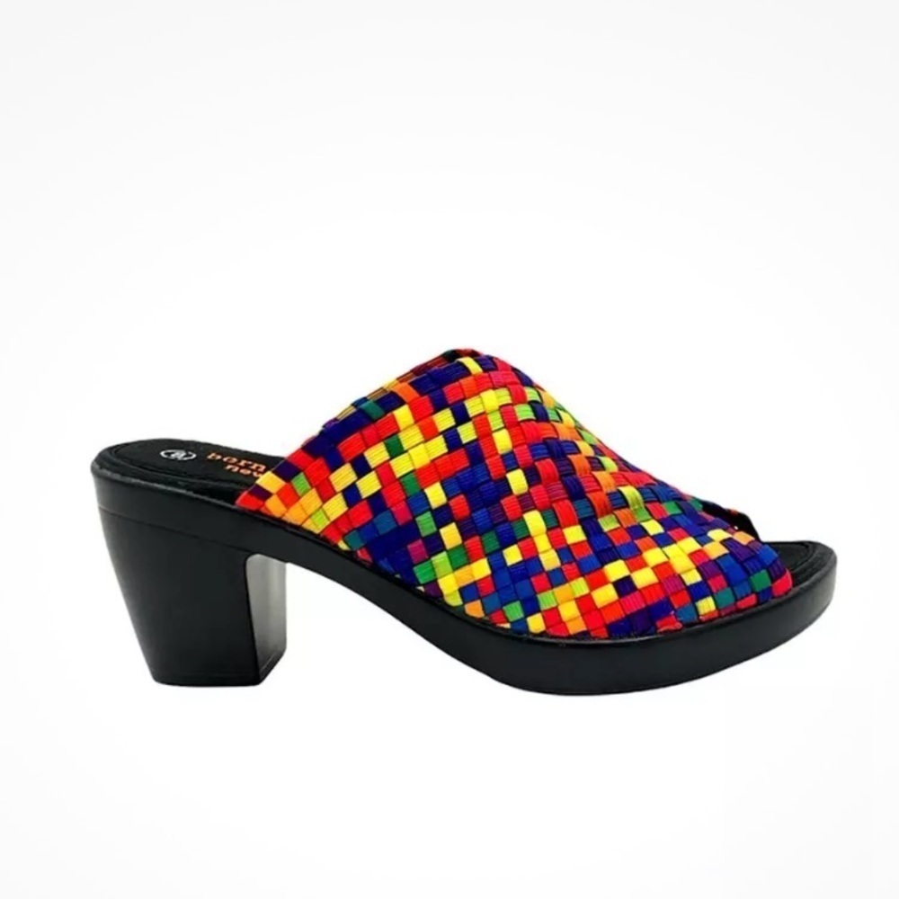 Bernie Mev Basket Weave Peep-Toe Sun Texas Rainbow